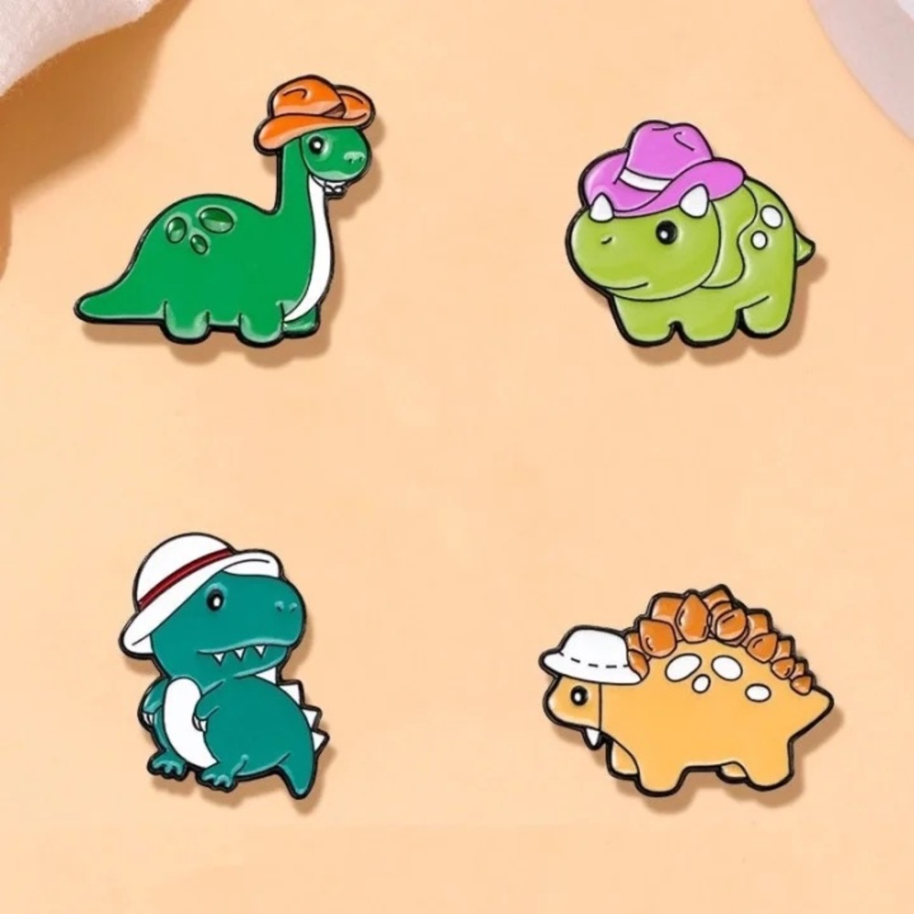 Set of 4 Cute Dinosaur Pins